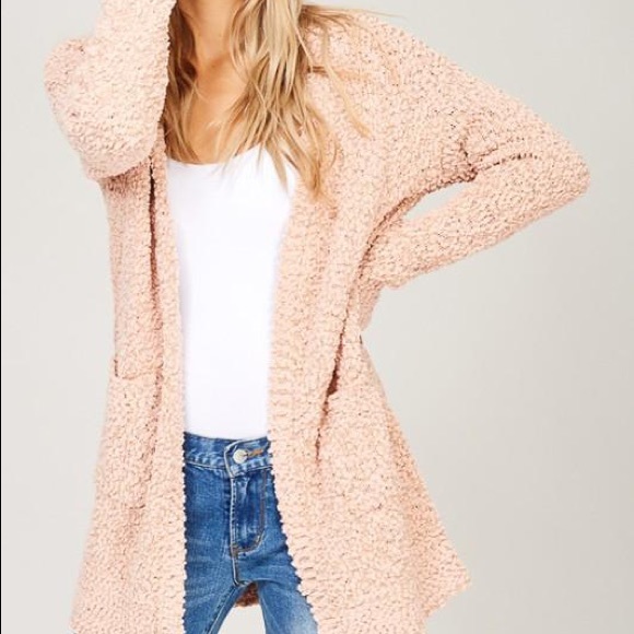 Listicle Sweaters - Listicle Oversized Popcorn Cardigan Blush Large